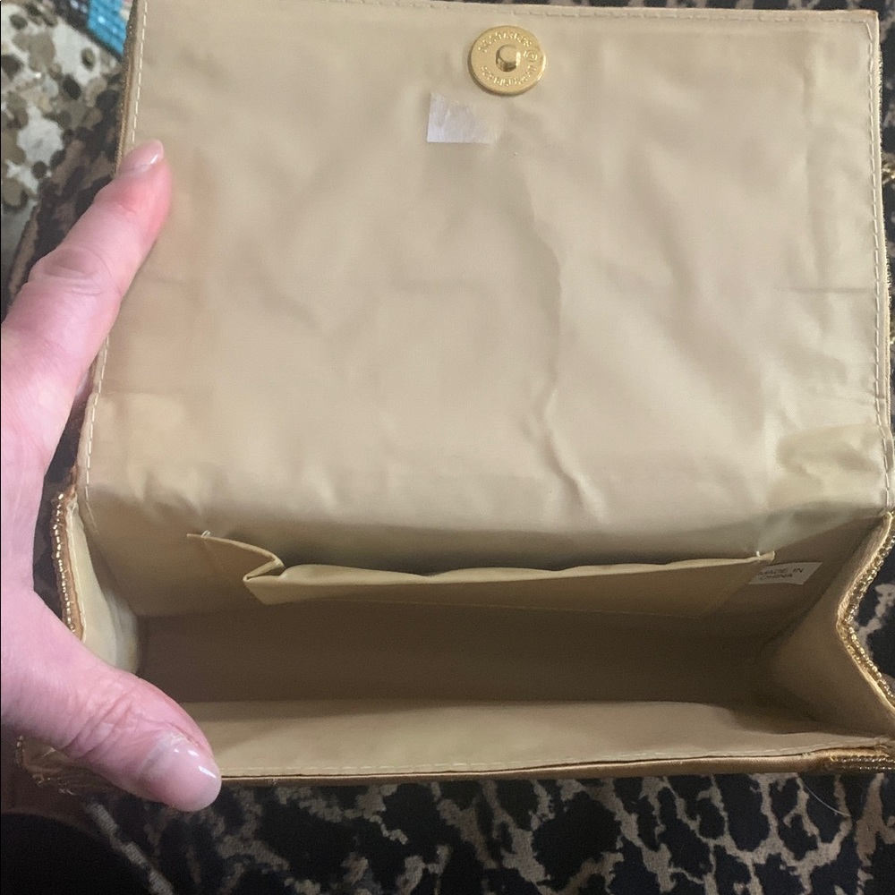 Vintage Gold Beaded Evening Bag Crossbody Wedding Party Clutch Glam - Picture 6 of 8